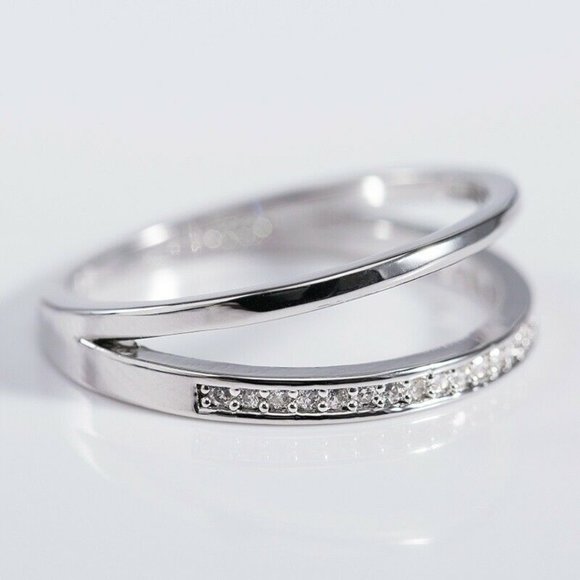 Creation 925 Silver Cubic Zircon Wedding Ring New - Picture 2 of 3